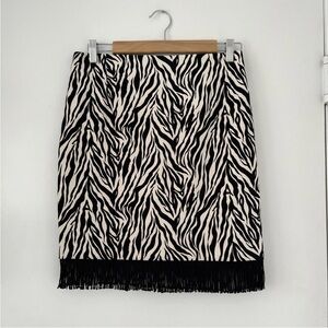 Vintage Taiga Paris Zebra Print Fringe Skirt Size 6